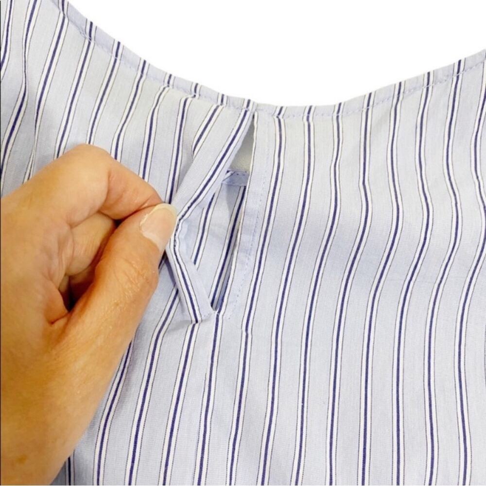 Trouve Blue & White Stripe Sleeveless Frill Ruffle Top, Size Medium - Picture 8 of 14